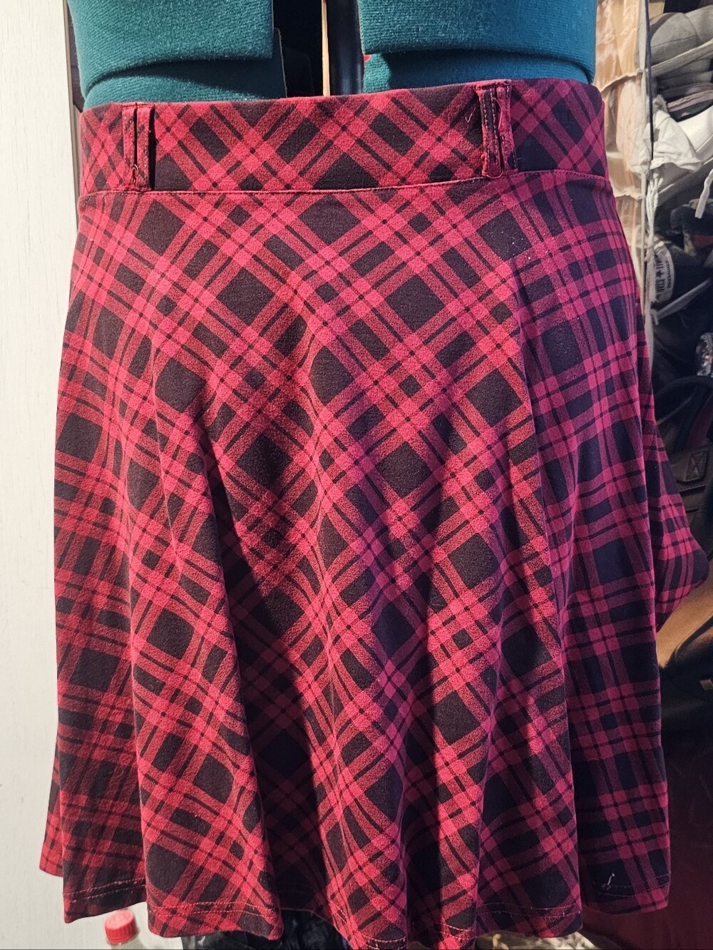 Women’s Pink and Black Plaid Skater Skirt